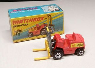 Vintage 1972 Matchbox Lesney Fork Lift Truck 15 Mib Box Made England Superfast