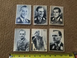6 German Ww2 Luftwaffe Air Force Fighter Aces Pilots Photographs