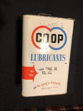 Vintage 10 Quart 2 1/2 Gallon Co Op Lubricant Motor Oil Can Advertising Sign