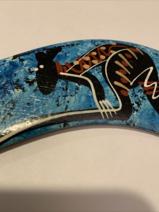 Authentic Aboriginal Art Boomerang W Kangaroo Hand Painted Australian