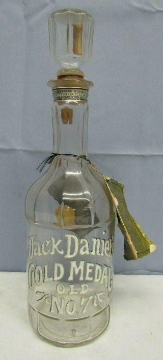 Vintage Large Jack Daniels Gold Metal Old No.  7 Whiskey Bottle W/ Labels 16 " Ht