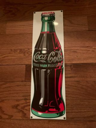 Vintage 1989 Coca - Cola Soda Pop Porcelain Enameled Bottle Sign By Ande Roomey
