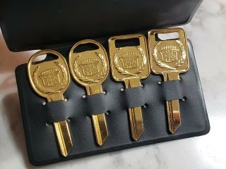 Vintage Cadillac Gold 4 Blank Key Set W/ Pouch Letters C & D