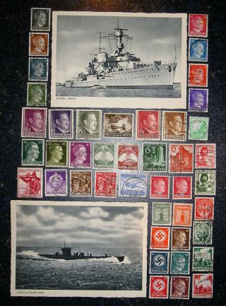German Ww2 Kriegsmarine U - Boat And Cruiser Postcards,  43stamps