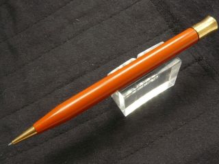 Vintage Sheaffer Ring Top Pencil In Orange 4 5/8  Long Great