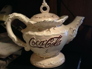 Coca Cola Teapot Vintage 1998 Victorian Series Cracker Barrel Blush Pink Teapot