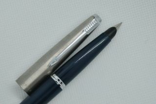 Parker 45 Navy Blue & Stainless Steel Fountain Pen Nib " F "