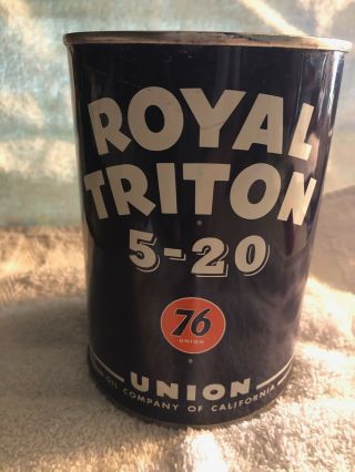 Vintage Nos Royal Triton 5w20 Union 76 Oil Can - Full