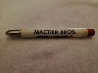 Vintage Mactier Bros Livestock Commission Co Omaha Ne.  Bullet Pencil