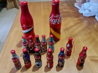 Coca Cola Set Of Aluminium Bottles,  Mini Bottles