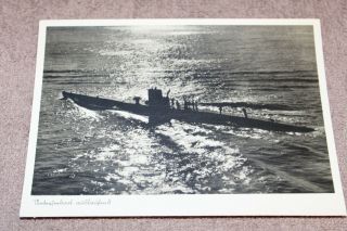 Ww2 German Navy Photo Postcard Of U - Boat (submarine),  Vg