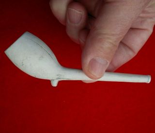 Authentic Indian Artifact 4 - 1/2 " Complete Clay Trade Pipe Clay Pipes Arrowheads