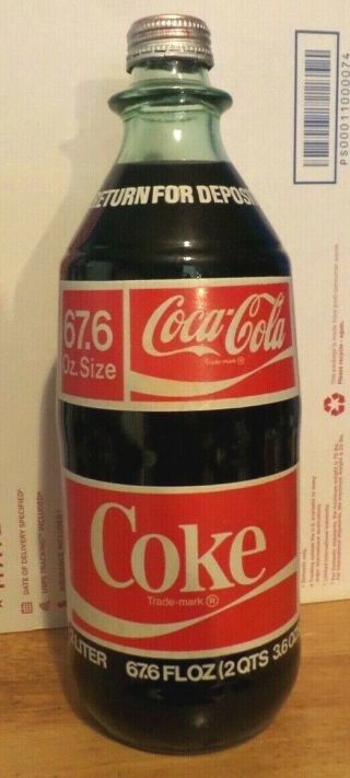 Vintage 2 Liter Coke Coca - Cola Bottle Full & 1970 