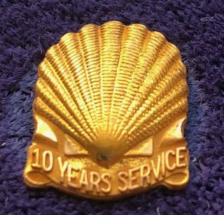Vtg Shell Oil 10k Gold 10 Year Employee Service Tie Tack Lapel Pin 1963 2 Grams