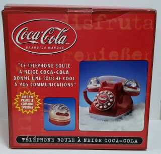 Coca - Cola Snow Dome Red Telephone Pushbutton Bonus Red Handset 4 Daily Use Coke