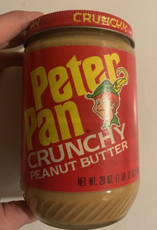 Vintage 1980s Peter Pan Peanut Butter Jar Full Glass