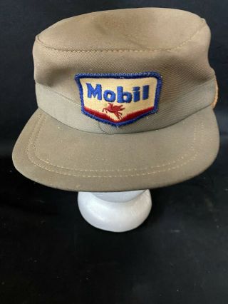 Vintage Mobil Gas Station Attendants Service Hat 7 3/8 Size By Unitog