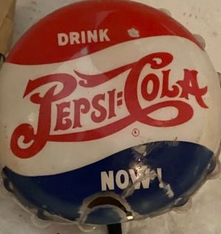 1940s Celluloid Pepsi Cola Light Up Bottle Cap Sign