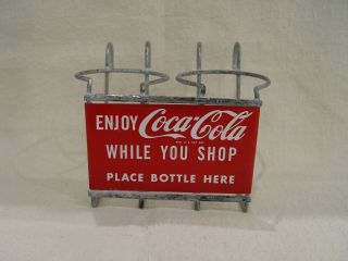 Vintage Enjoy Coca - Cola Coke Metal Grocery Shopping Cart Soda Bottle Holder