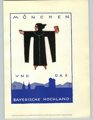 1926 Ludwig Hohlwein Munchen Bayerische Hochland Monk Color Poster Print