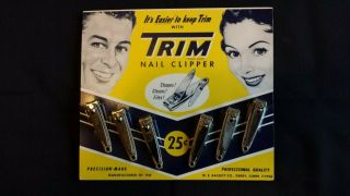 Vintage 1956 Trim Nail Clippers On Dealer Display Card (12 Count) 2