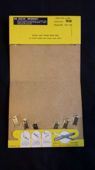 Vintage 1956 Trim Nail Clippers On Dealer Display Card (12 Count) 3