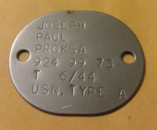 Wwii 1944 Navy Naval Dog Tag T6/44