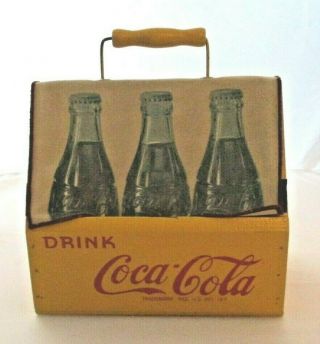 Vintage? Coca Cola Wood Crate Bottle Carrier Canvas Top Yellow Red Wings