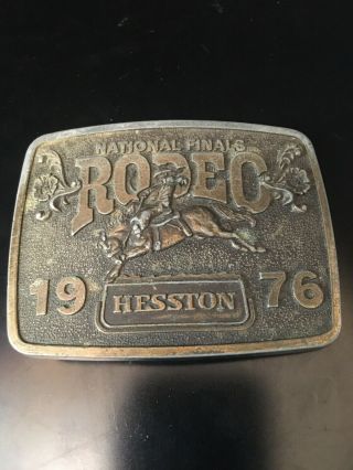 Vintage 1976 Hesston Belt Buckle National Finals Rodeo Ltd.  Collector 