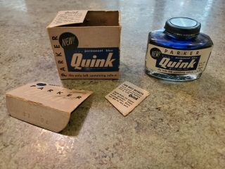 Quink Parker Pen Permanent Blue Ink Refill 2 Fl Oz Box Full Bottle