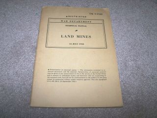 Wwii Us War Dept.  Tm 9 - 1940,  Land Mines,  1943
