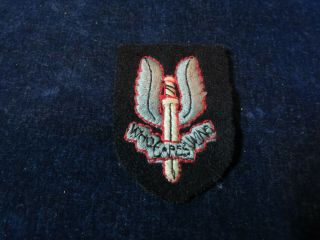 Orig Vintage Cloth Cap Badge " Sas - Special Air Service " Who Dares Wins