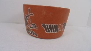 Vintage Mexican Terra Cotta Clay Pottery Bowl/planter Hand Made