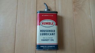 Vintage Humble Household Lubricant 4 Oz.  Oil Can -