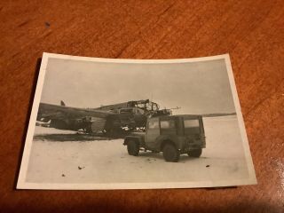 Wwii Gi Photo Of Captured / Shot Up German He 111 Bomber