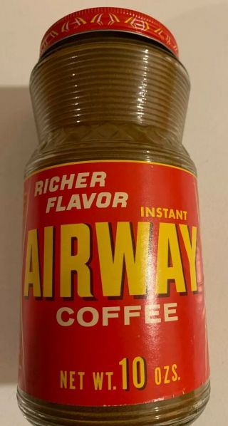 Vintage Glass Airway Coffee Airport Nos Jar Full Not Tin