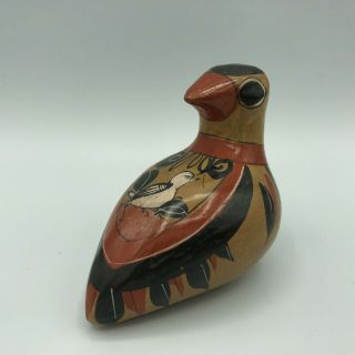 Vintage 3 " Mexican Tonala Pottery Folk Art Bird Hand Painted