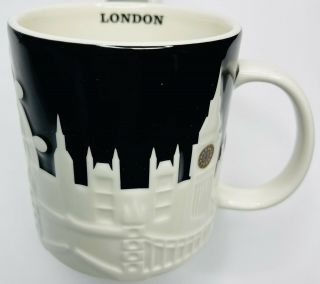 Starbucks London Relief Mug Black Tower Bridge Thames Big Ben Cathedral England