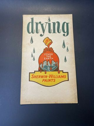 Vintage 1949 Sherwin Williams Paints Cover The Earth Drying Cardboard Sign