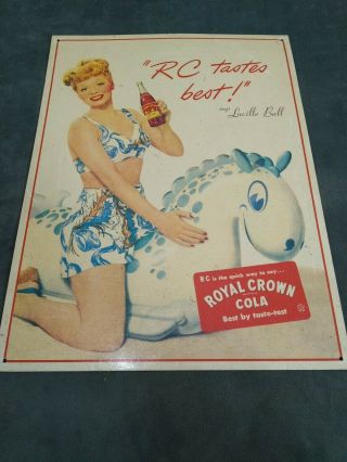 Vintage Lucille Ball Royal Crown Cola Metal Sign