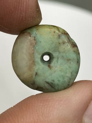1 Large Drilled Pre Columbian Quartz / Jade Bead Mexico Colorful Stone Jadeite