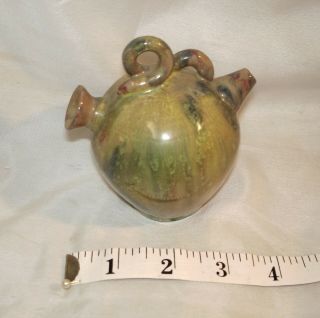 Miniature Vintage Mexico Or Central America Olla Water Jug In Ochre 4 " Tall Euc
