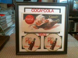 Coca - Cola Sprite Boy 1953 Ink Blotter,  Coasters Custom Framed Display