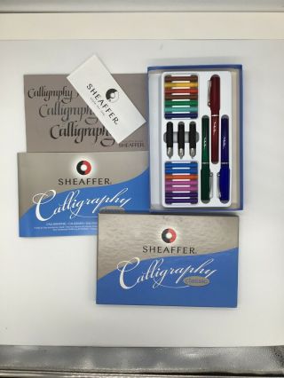 Vtg Sheaffer Classic Calligraphy Set 23 Ink Cartridges 3 Pens Box Instructions