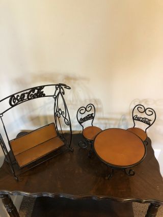 The Coca - Cola Company Soda Fountain Table With Chairs & Metal Swing Vtg.  1999