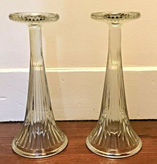 2 Vintage 1920’s Soda Fountain Glass Shelf Support Pillar Vase Or Hat Stand 12”