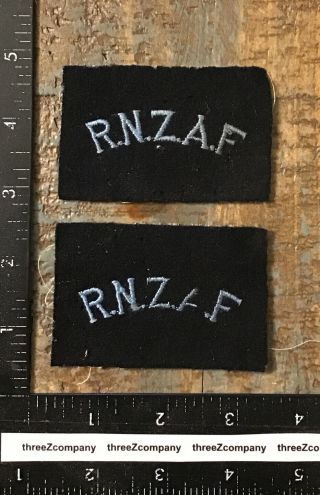 Pair Ww2 Royal Zealand Air Force Rnzaf Wool Shoulder Titles Patches