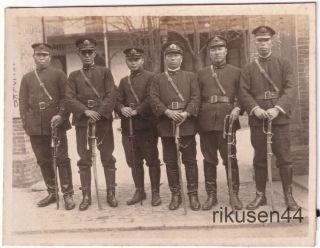 Japanese Photo Shanghai Naval Landing Force Officers Swords 1930 