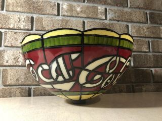 Vintage Coca Cola Plastic Tiffany Stain Glass Style Ceiling Overhead Lamp Shade