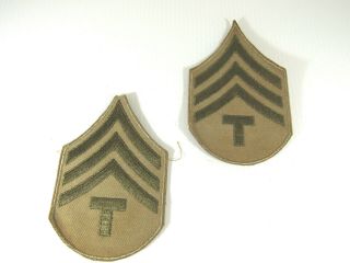 Ww2 Us Army Tech " T " Grade 4 Sergeant Khaki - Tan Chevrons - Pair - Nos